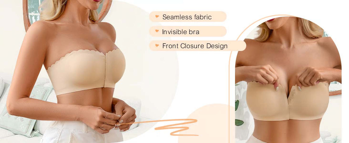 🔥Last day ❤️Naadloze stroppeløs bandeau-bh med lukking foran
