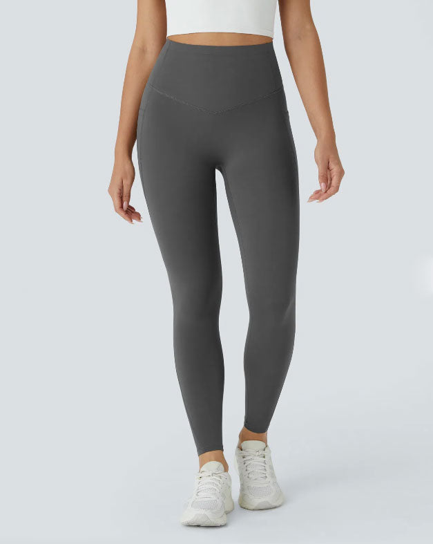 Yogabukser med høy midje og lommer
