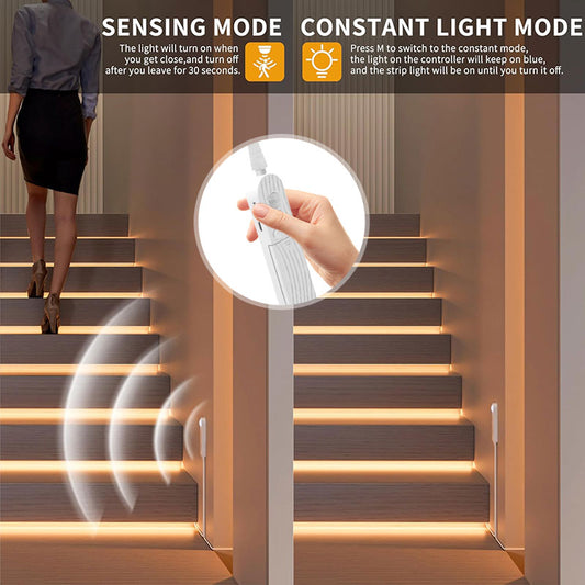 🔋✨ Bevegelsessensor LED Strip Light med batteriboks