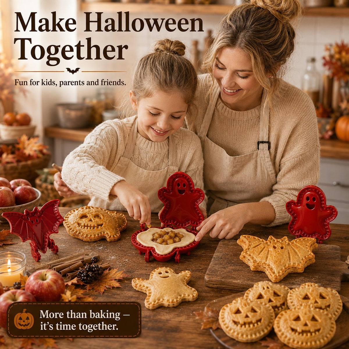 🎃 8-delers sett med mini-former til håndpai til Halloween