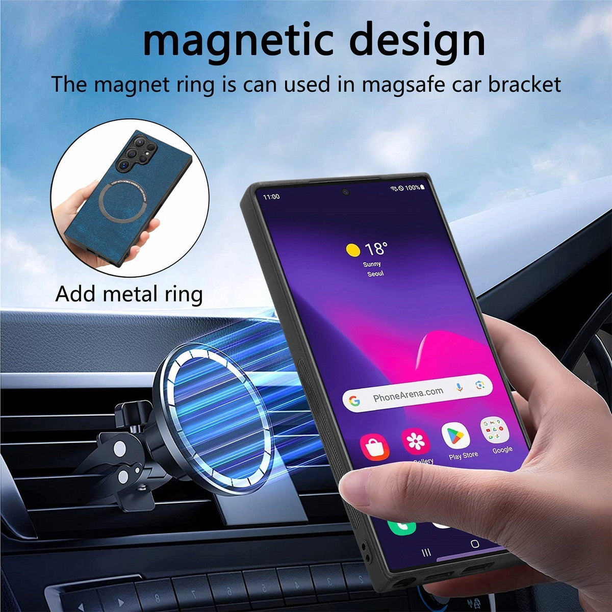 Magnetisk, avtakbart 2-i-1-telefonetui