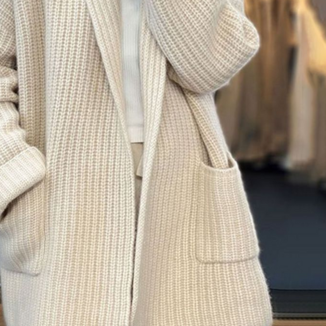 (Gratis frakt)Strikket ullcardigan med lommer