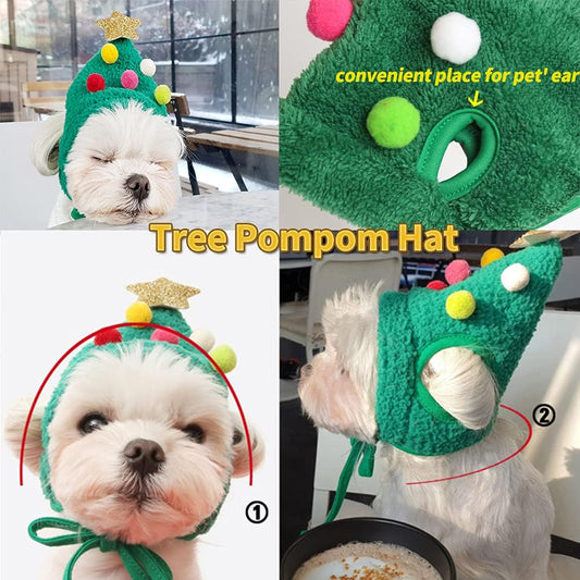 Bedårende lue med pom-pom på juletreet