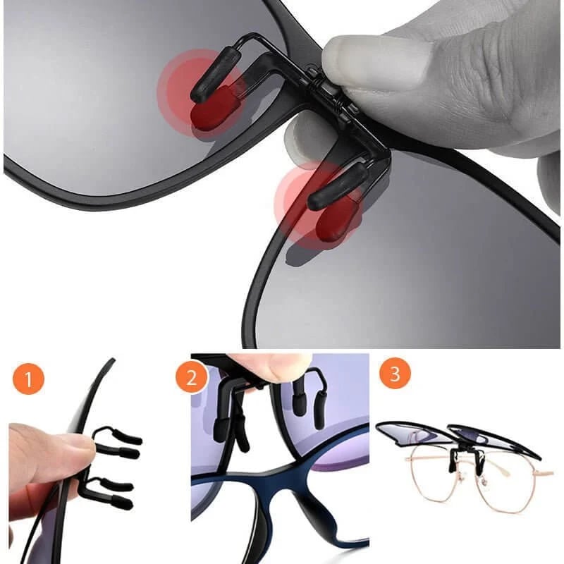 Nye polariserte clip-on-solbriller med flip-up-design
