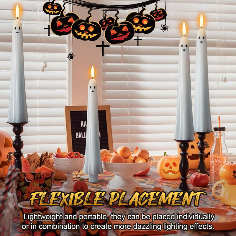 🎃👻Fjernstyrt spøkelseslys med 3D-flimrende veke 👻🎃