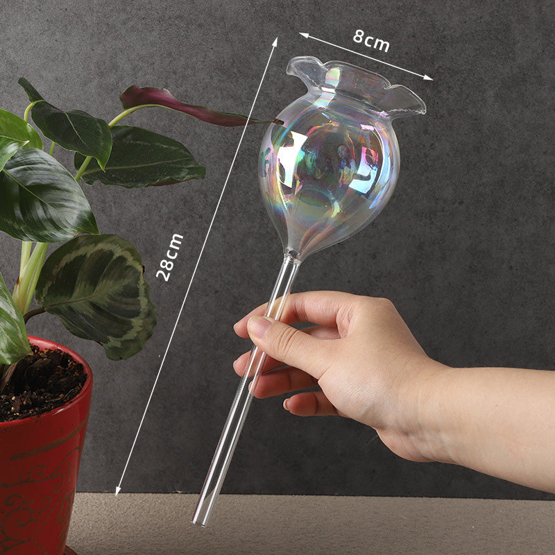 Fargerik soppvanningskanne/fargerikt automatisk vanningssystem laget av glass