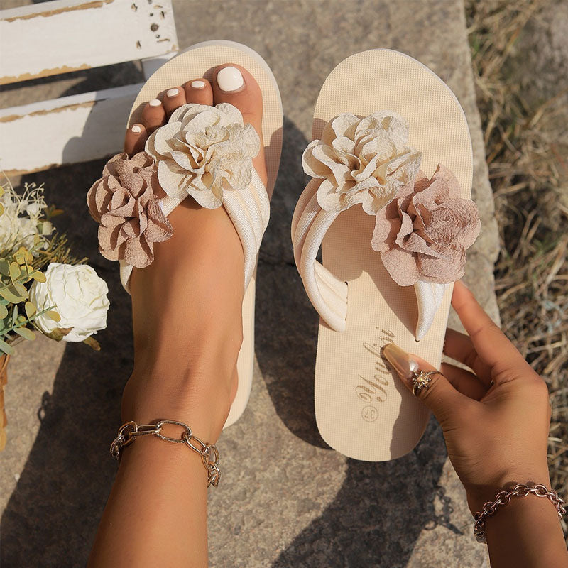 🌼Sommerblomstrende Strandtøfler Med Tykk Såle🌴