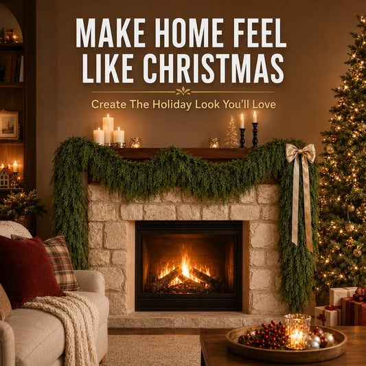 🎄 Real-Touch-krans av sedertre – frodig julegrønt