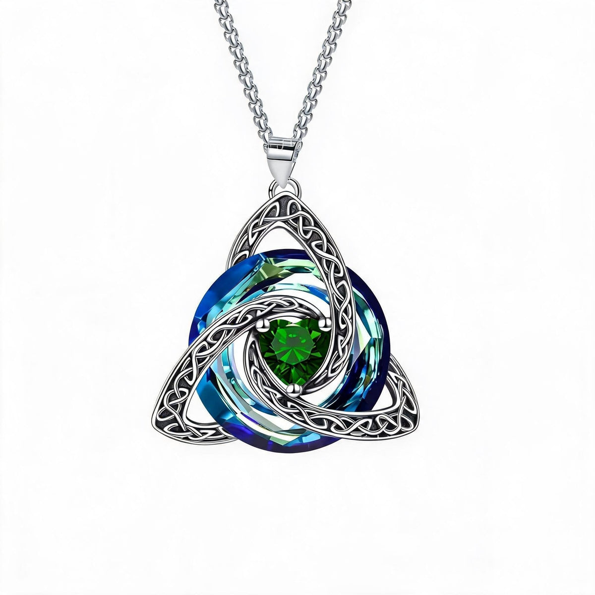 ✨Halskjede med fødselsstein og keltisk treenighetsknute – et meningsfullt symbol på kjærlighet og tilknytning ❤️