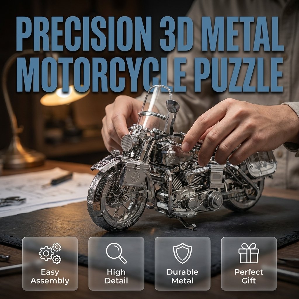 🔥SPESIALTILBUD🔥Sølvfarget 3D-metallpuslespill med motorsykkelmoti