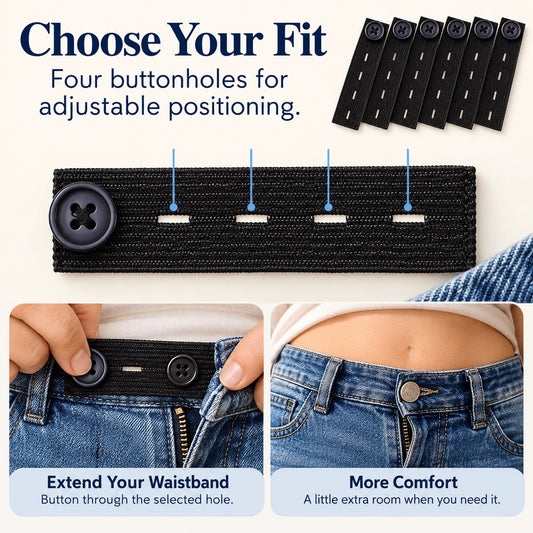 👖 Knapper til forlengelse av elastisk linning – Justerbar komfort, sett med 6 stk.