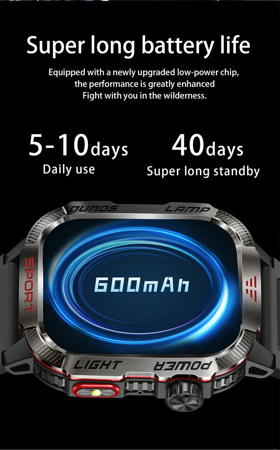 (Gratis frakt)🔥 Siste dag 70 % RABATT – Militær utendørssports-smartklokke for menn for Android og iOS