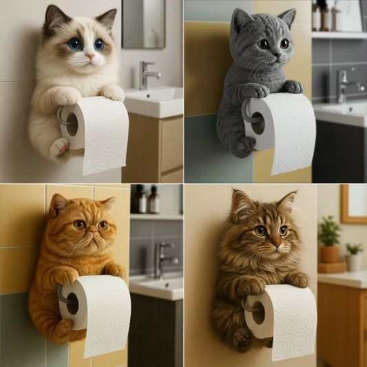 🧻Veggmontert toalettrullholder for katter🐾