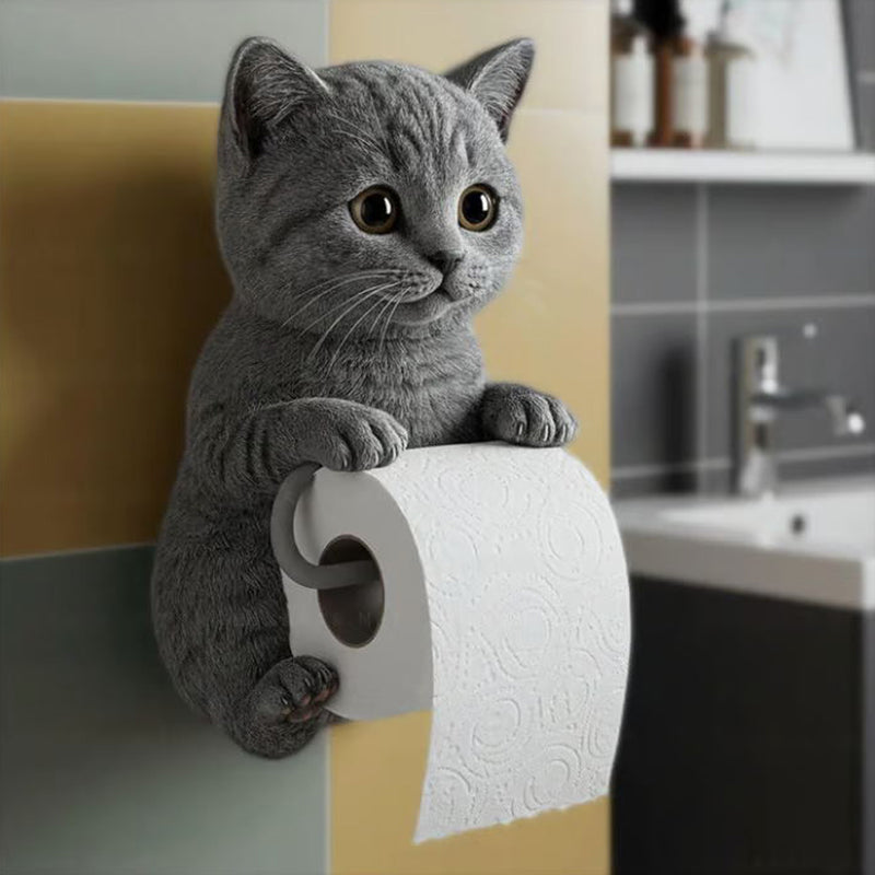 🧻Veggmontert toalettrullholder for katter🐾
