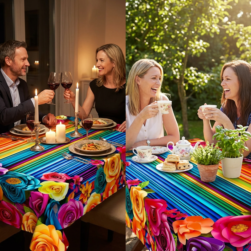 📢📢50 % RABATT !! ⏰Vanntett duk med blomstermønster til middager og fester