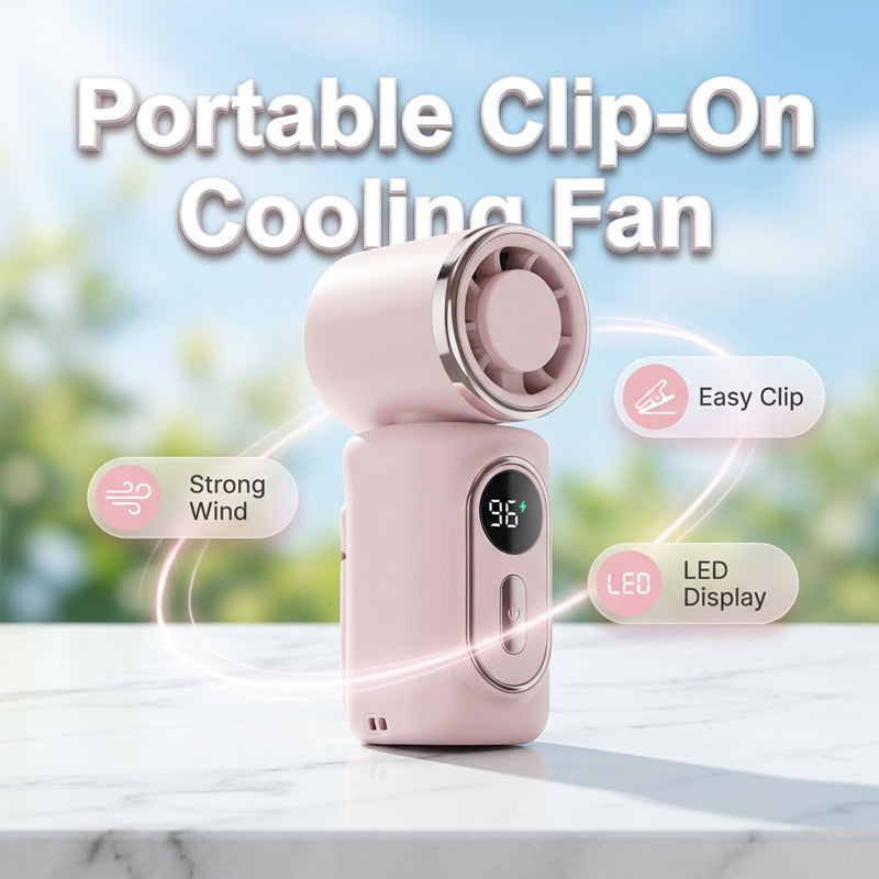 Bærbar vifte med klipsfeste og LED-display🌬️