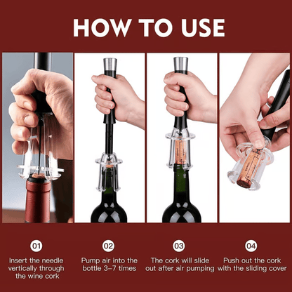🔥Hotselgende produkt 💥🍾Luftpumpe Korketrekker Vinflaskeåpner Sett