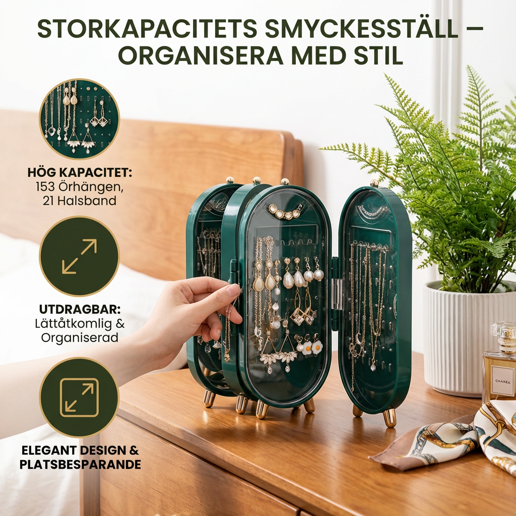Elegant smykkeskrin med speil