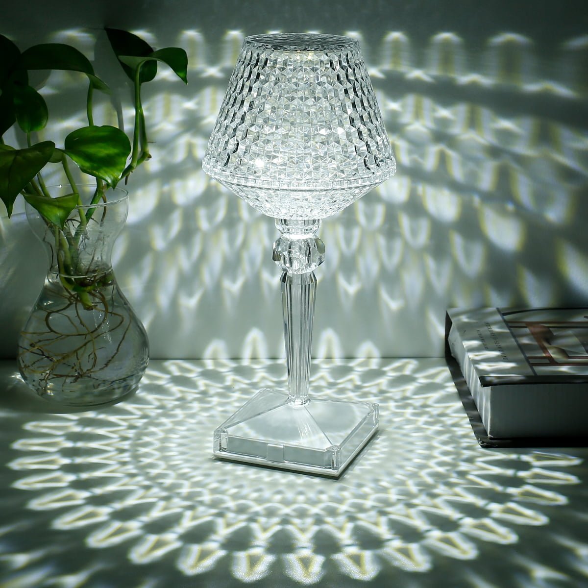Bordlampe i krystall