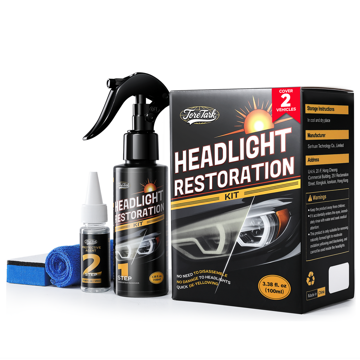 Toretark-sett for restaurering av billykter