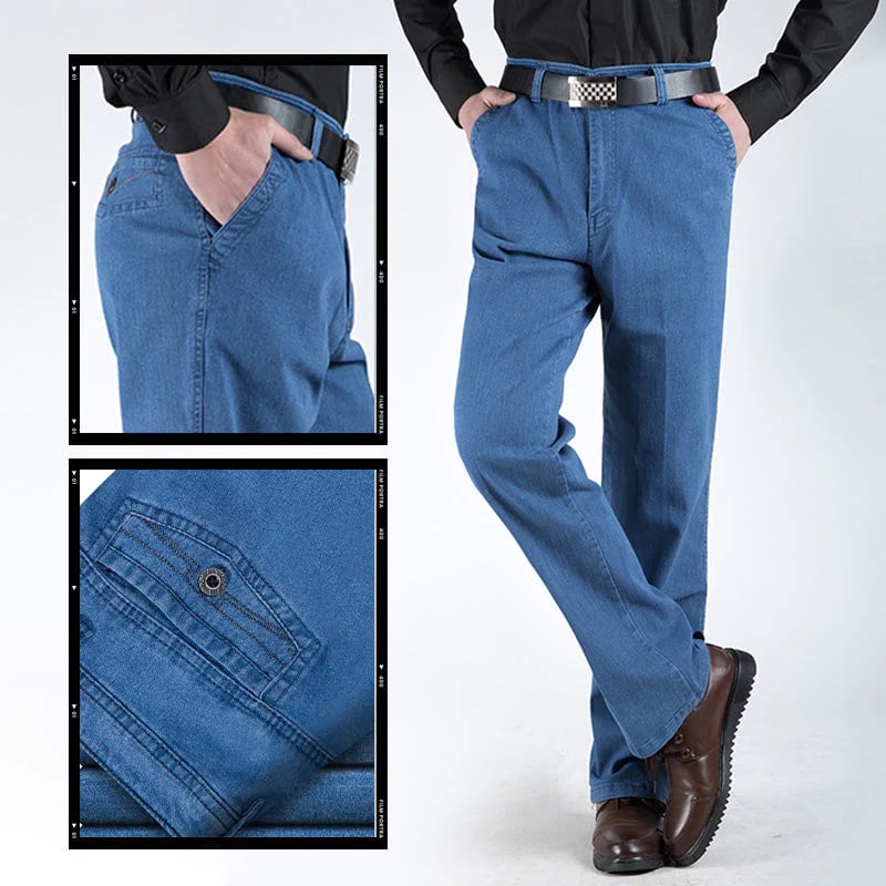 Herrejeans med høy midje og rett snitt