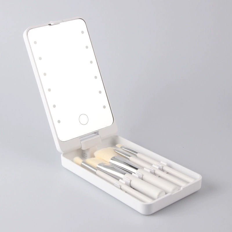 Roterbart LED-sminkeboks sammenleggbart speil