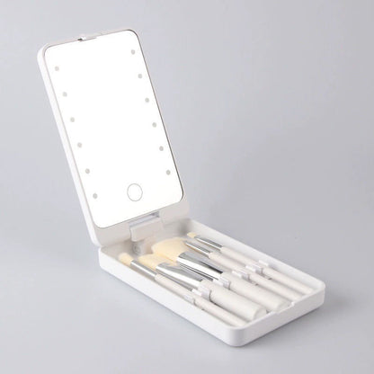 Roterbart LED-sminkeboks sammenleggbart speil