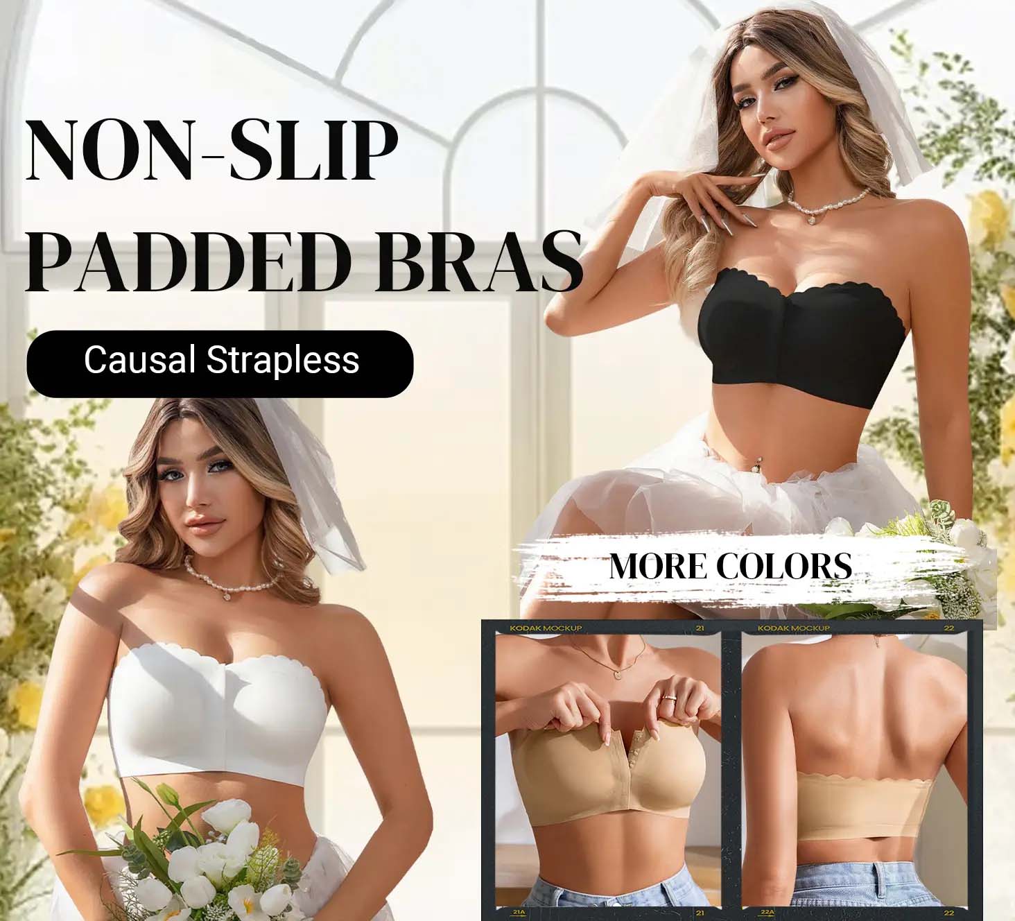🔥Last day ❤️Naadloze stroppeløs bandeau-bh med lukking foran