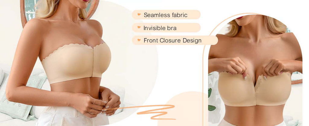 🔥Last day ❤️Naadloze stroppeløs bandeau-bh med lukking foran