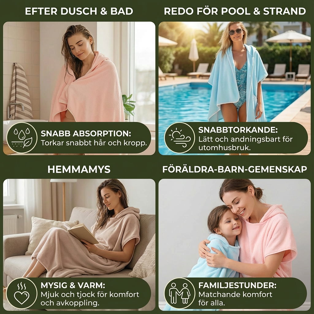 Praktisk badekåpe