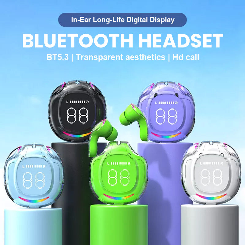 Bluetooth-hodesett med lang levetid og digital skjerm i øret