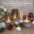 2025 Hot Sale 🔥Grå LED-lys i glass (3 stk)}