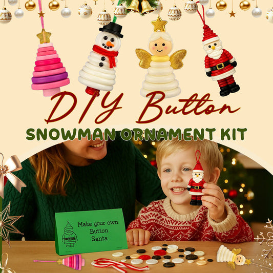 ☃️ DIY-knappsnømann-pyntesett
