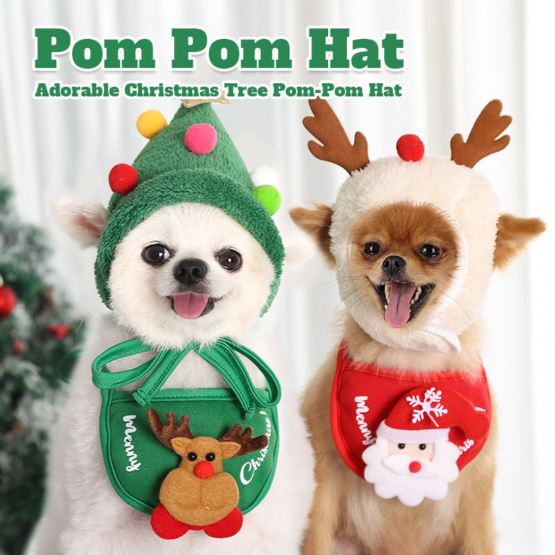 Bedårende lue med pom-pom på juletreet