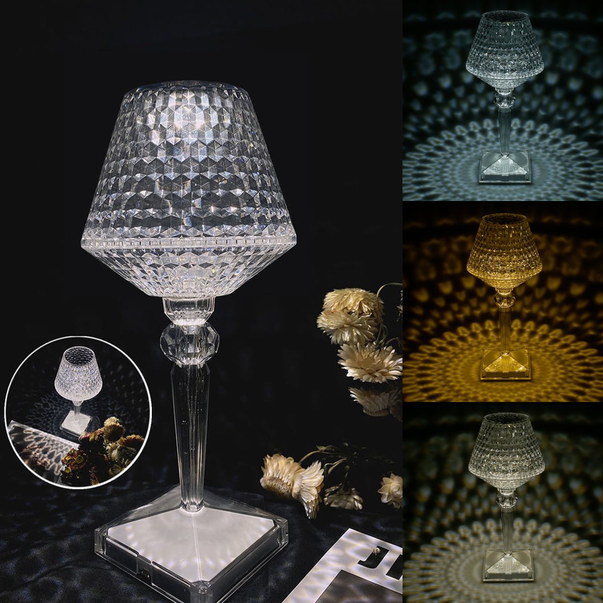 Bordlampe i krystall
