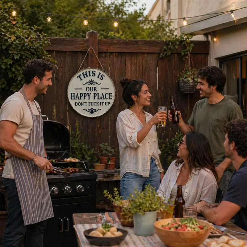 «Dette er vårt lykkelige sted» – veggskilt