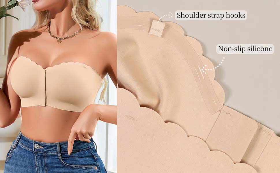 🔥Last day ❤️Naadloze stroppeløs bandeau-bh med lukking foran