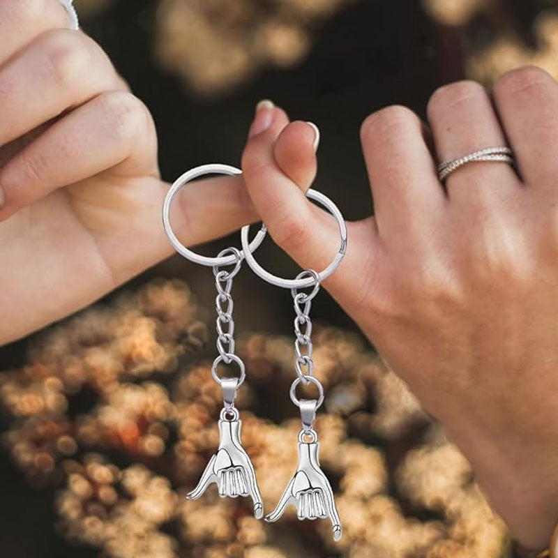 Magnetiske nøkkelringer med lillefinger – sett med ledd for par og bestevenner 🤞💞
