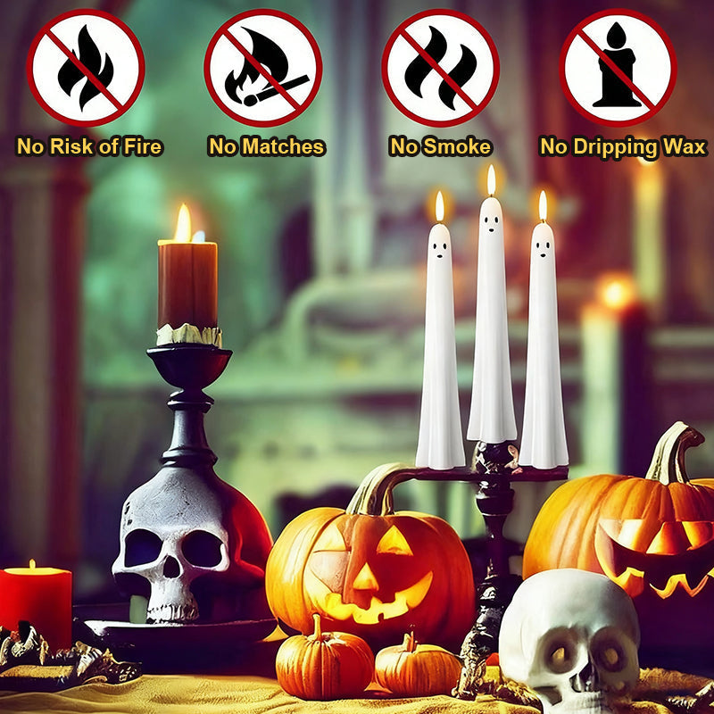🎃👻Fjernstyrt spøkelseslys med 3D-flimrende veke 👻🎃
