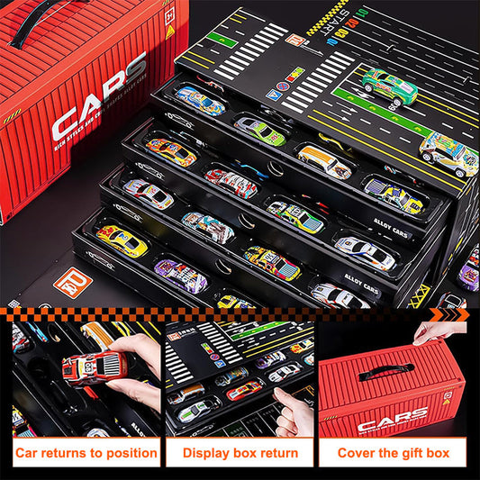 (Gratis frakt)Gavesett med mini pullback-container til bil 🚗🎁