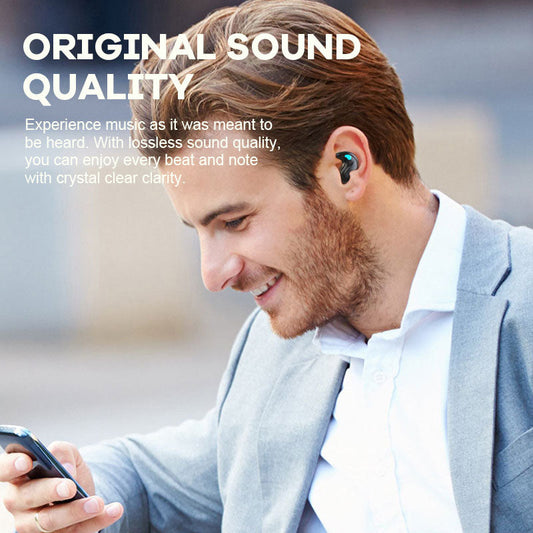 Mini Bluetooth-hodetelefoner med digitalt display og støyreduksjon