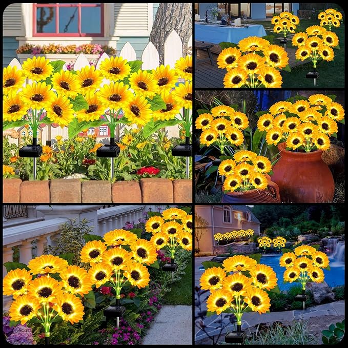 🌻Fabrikk direkte salg 49% avslag - 🌞Solar LED-solsikkehagelys - 29,6 tommer / 74 cm