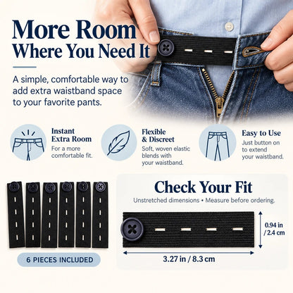 👖 Knapper til forlengelse av elastisk linning – Justerbar komfort, sett med 6 stk.