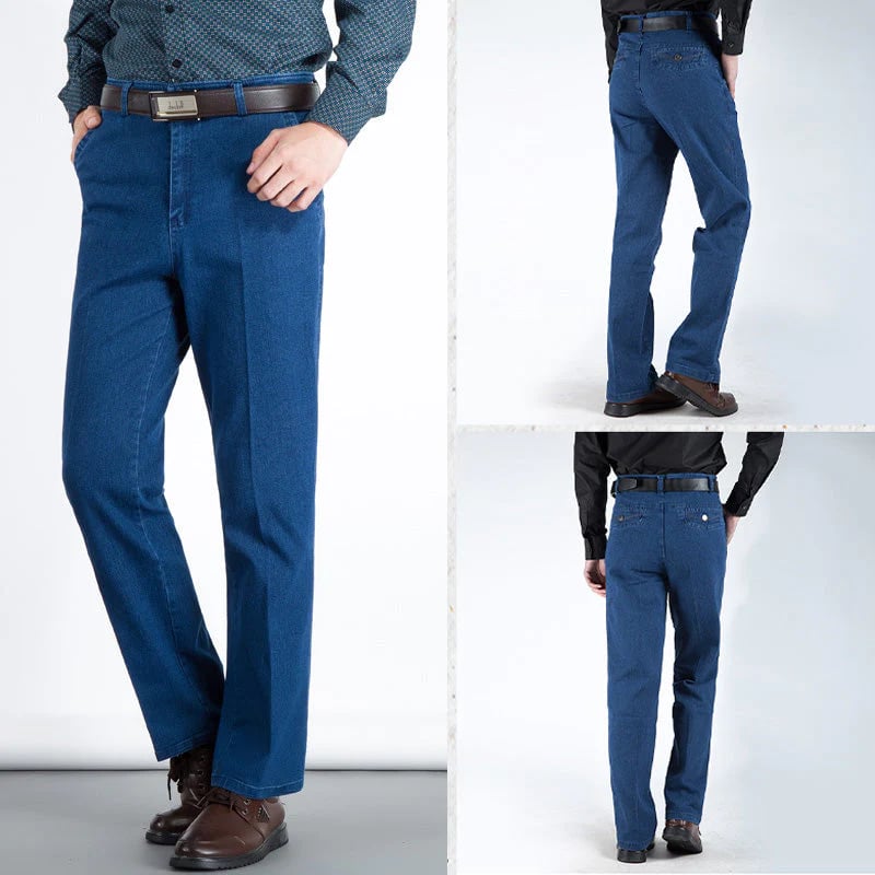 Herrejeans med høy midje og rett snitt