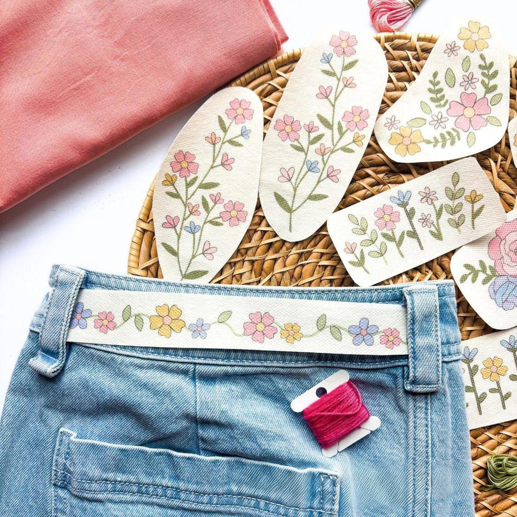🌸Blomsterlinjer designet blomsterkantmønstre Broderimønstre – Stick & Stitch for nybegynnere