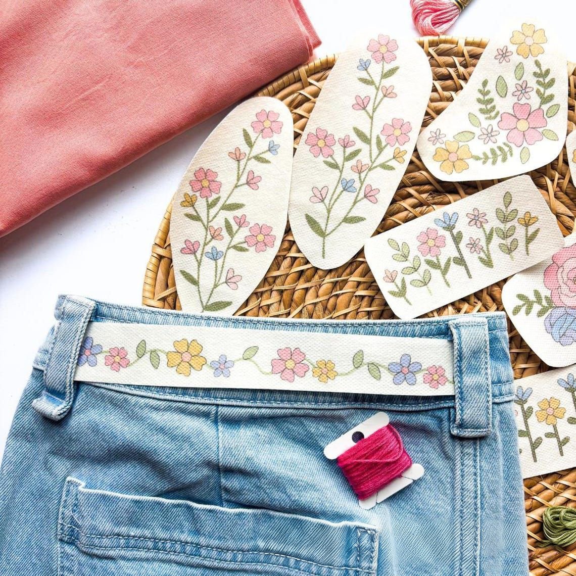 🌸Blomsterlinjer designet blomsterkantmønstre Broderimønstre – Stick & Stitch for nybegynnere