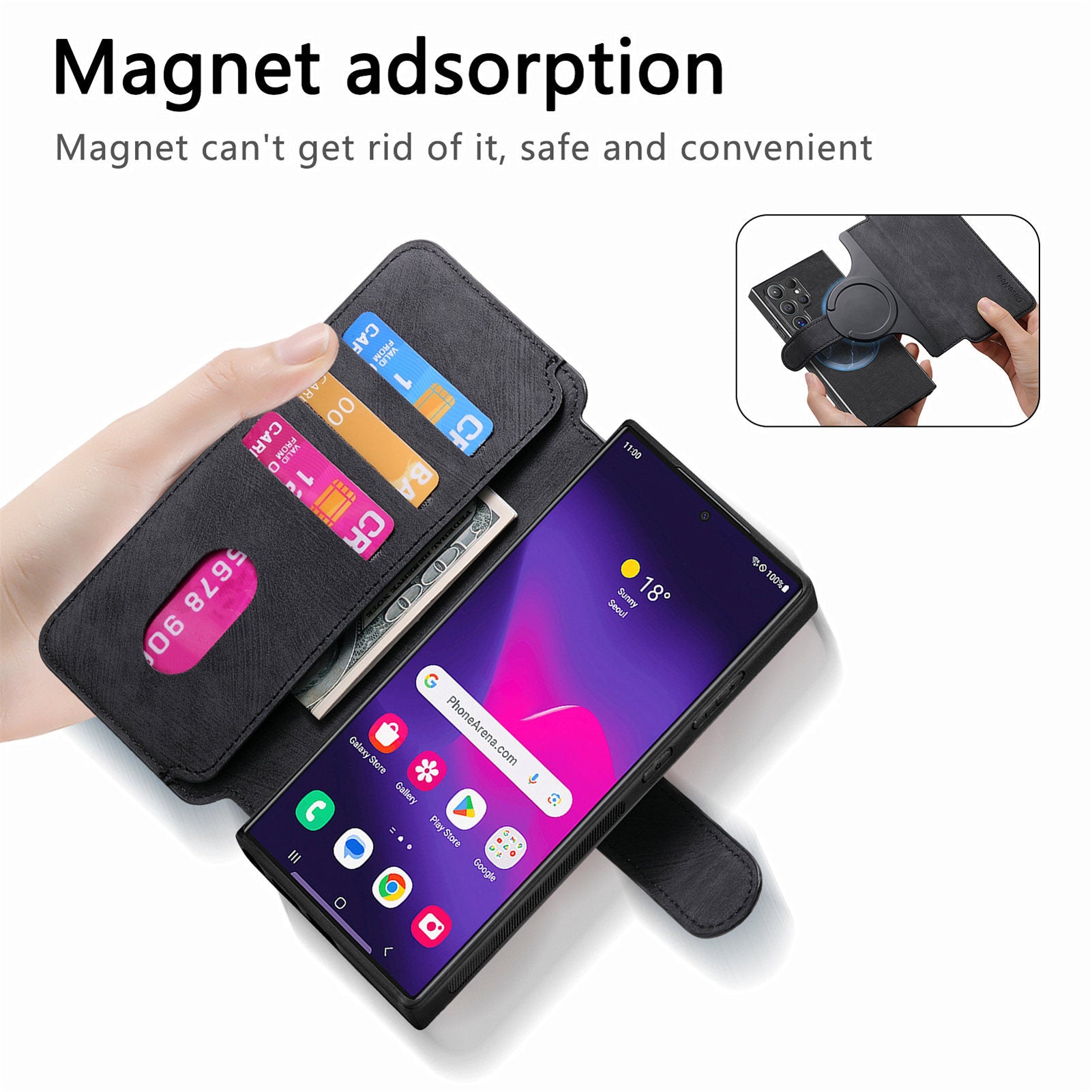 Magnetisk, avtakbart 2-i-1-telefonetui