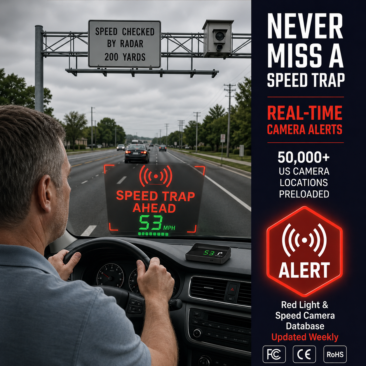 Head-Up Display (HUD) – GPS för bilen med digital hastighetsmätare