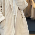 （Gratis frakt）Strikket ullcardigan med lommer