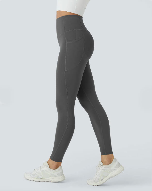 Yogabukser med høy midje og lommer